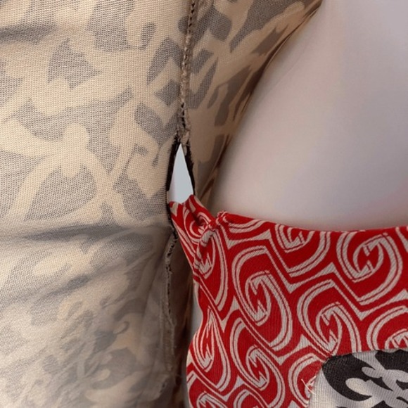 DVF Sleeveless Wrap Dress Black Red Print Lightweight Cotton Blend Size (See) - Picture 5 of 7